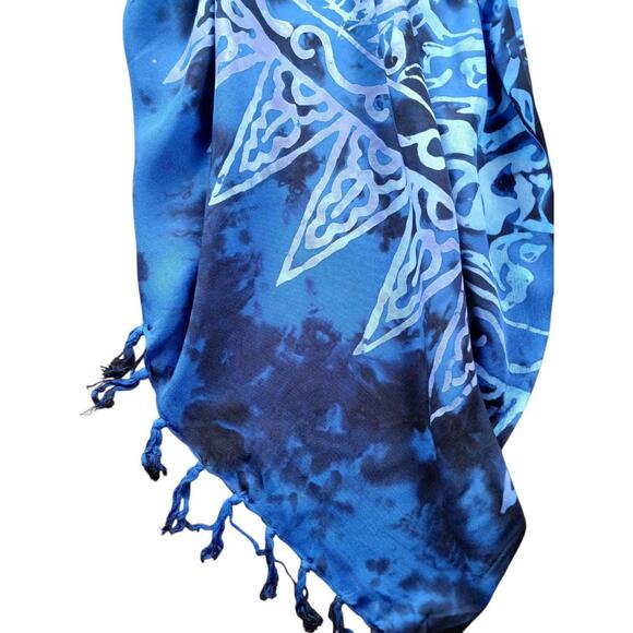 Blue Batik Rama Saron Women 46x63 po Beach Travel Vacation Boho Style 100% Rayon - Picture 2 of 5